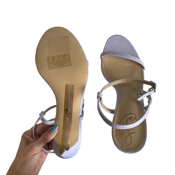 Sam Edelman Doran Misty Lilac Crocodile Strappy Heel Stiletto Sandal Size 9 - Picture 6 of 8